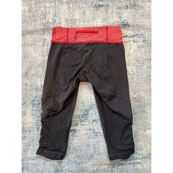 Lululemon Run: For Your Life Crop Deep Coal Gray Wee Are From Space Red Coral 6 - Picture 2 of 5